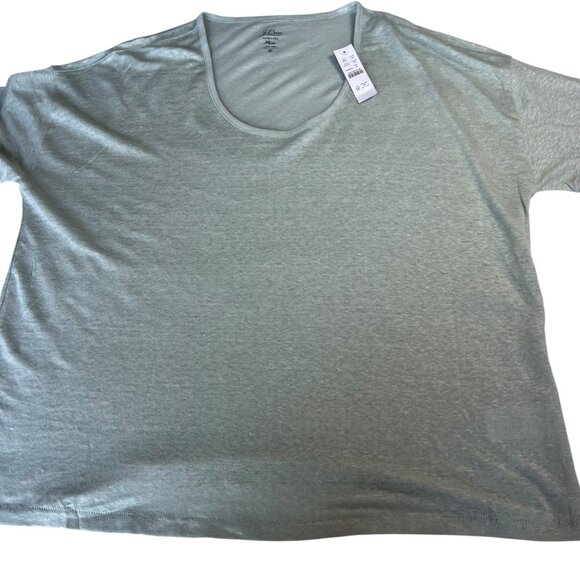 J.Crew 100% Linen Relaxed Tee Sage Green Color Size Medium - Picture 6 of 11